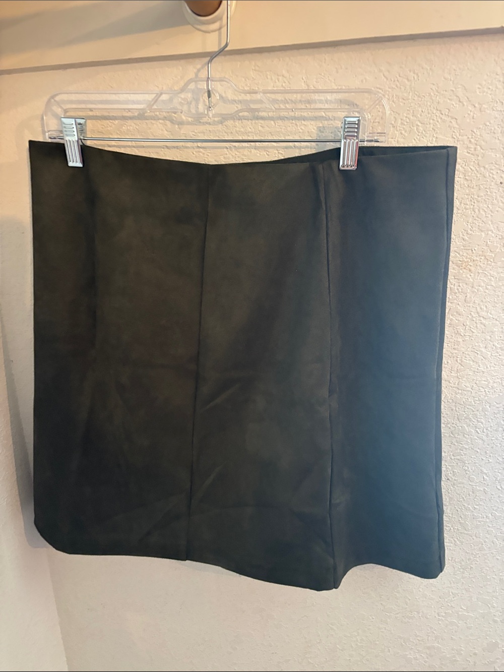 LOFT Black Faux Suede Mini Skirt with Panel Detail
